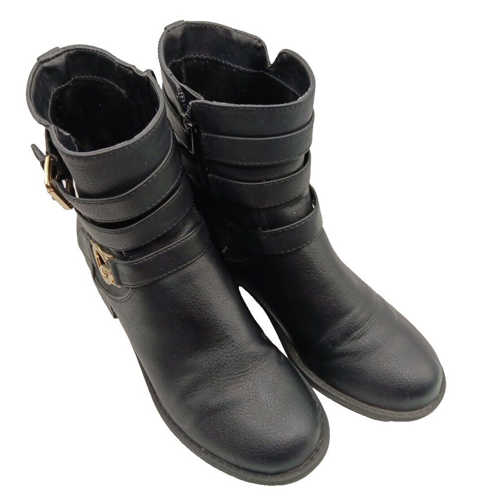 G By Guess Boots Women's Size 7.5 M Black Faux Leather GGharlin Booties